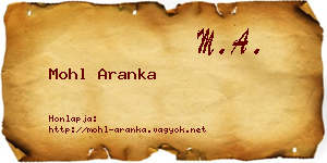 Mohl Aranka névjegykártya